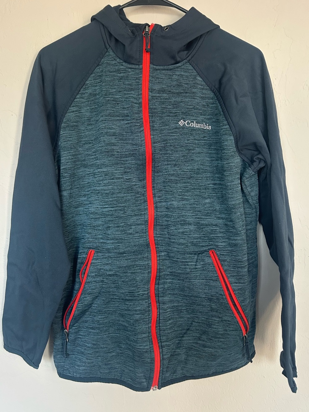Columbia hybrid full-zip hooded jacket heathered green Size Small (1900)